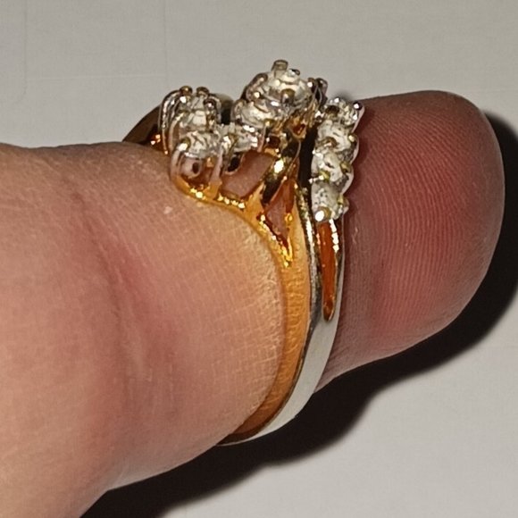 Vintage Gold Plated and CZ Cocktail Ring Size 7 - Picture 4 of 16